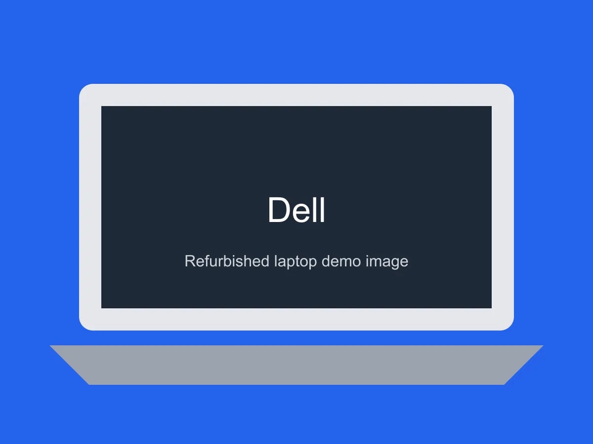 Open Dell laptop on a plain background